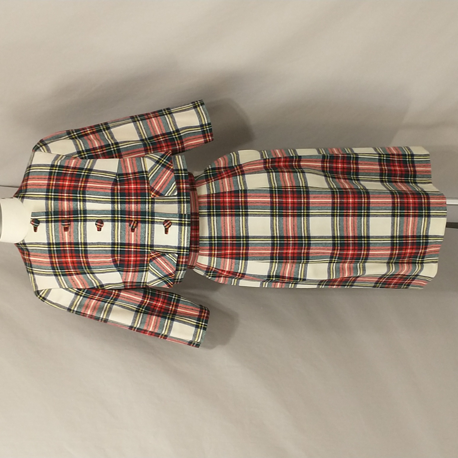 Vintage Wool Plaid Skirt Set 40s 50s See Measurements Classic Timeless Tartan